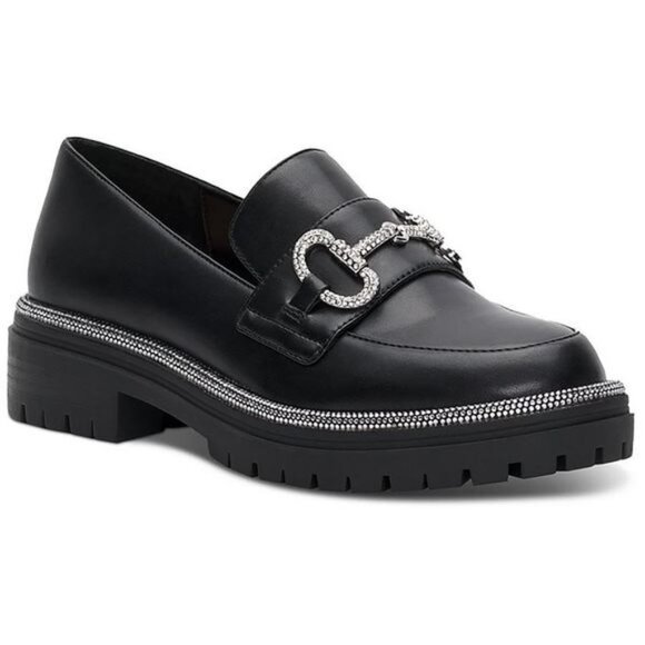 NWT INC International Concepts Women Black Rhinestone Embellished Slip-On Loafer - Picture 1 of 9